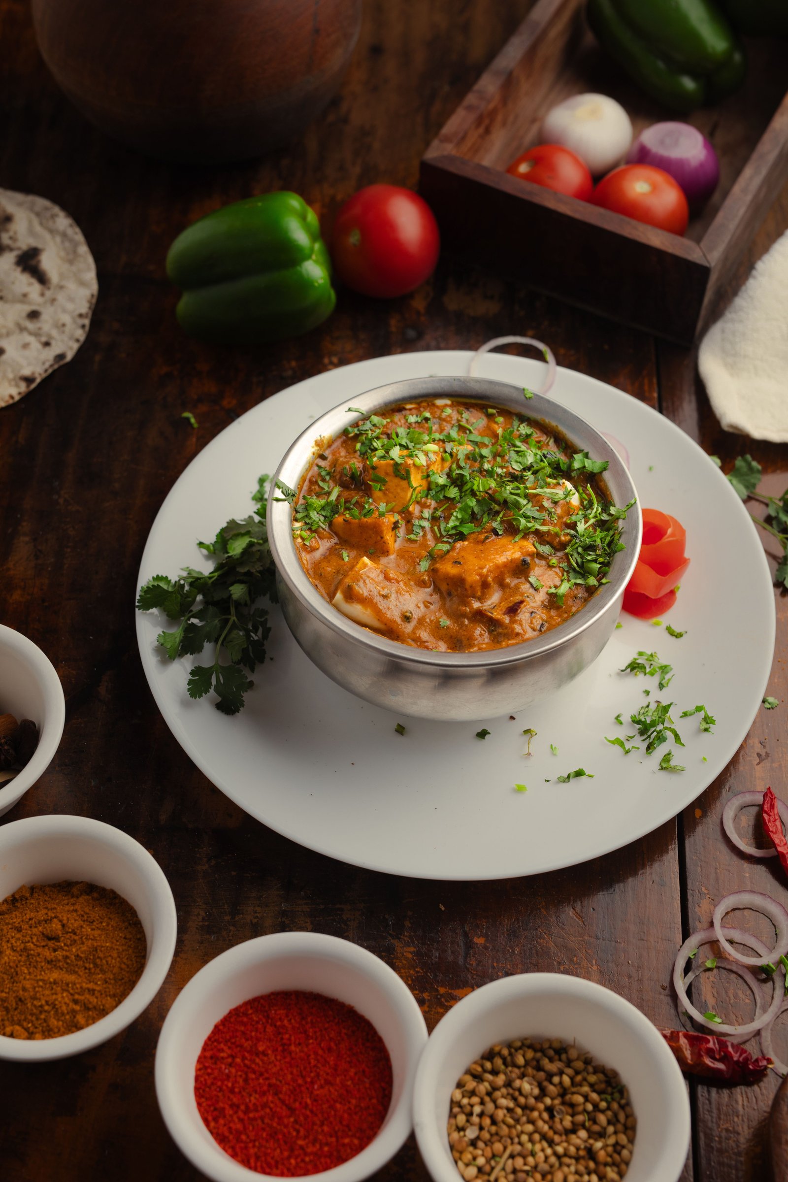Butter paneer masala gravy with raw spices